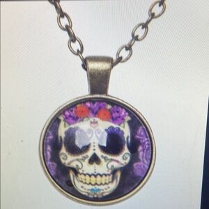Purple and Black Gothic Skull Necklace
